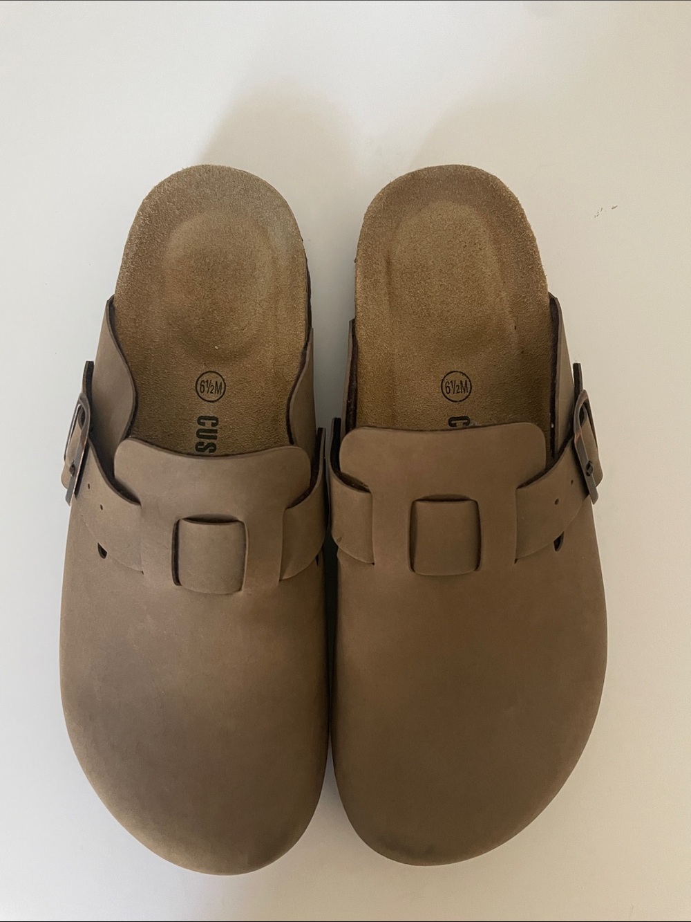 Cushionaire Taupe Clog Mules Buckle Comfort Shoes Women’s 6.5M - Picture 3 of 8
